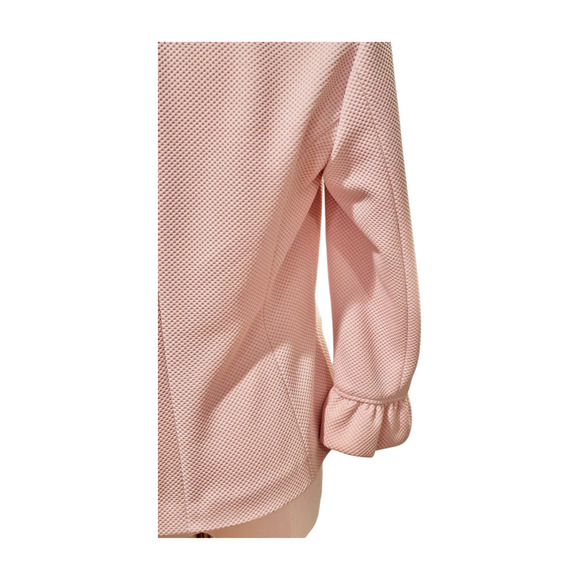 Amanda + Chelsea Light Pink Ruffle 3/4 Sleeve Textured Stretch Blazer Size 6 - Picture 9 of 11